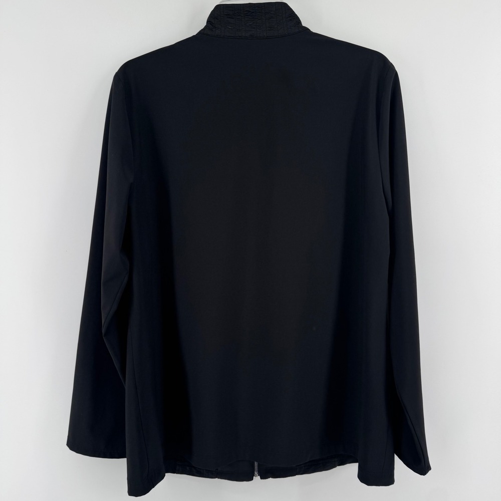 Weekends by Chico's Full Zip Jacket Womens 2 Large Black Textured‎ Stretch - Picture 5 of 12